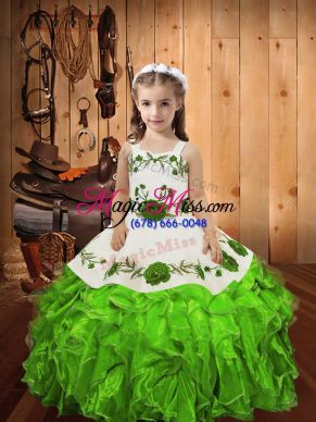 Floor Length Little Girls Pageant Dress Wholesale Straps Sleeveless Lace Up