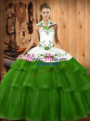 Glorious Vestidos de Quinceanera Halter Top Sleeveless Sweep Train Lace Up