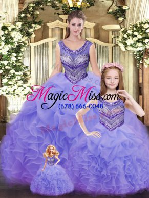 Perfect Floor Length Ball Gowns Sleeveless Lavender 15 Quinceanera Dress Lace Up