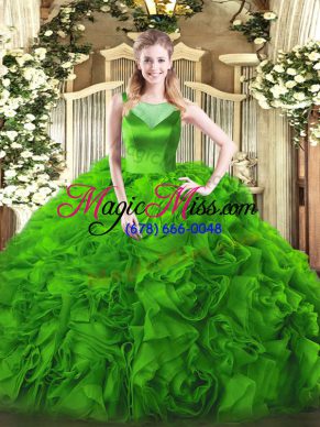 Ball Gowns Ball Gown Prom Dress Scoop Fabric With Rolling Flowers Sleeveless Floor Length Side Zipper