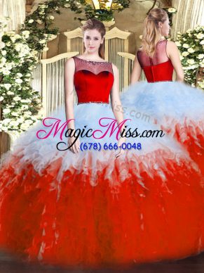 Sexy Tulle Sleeveless Floor Length Sweet 16 Quinceanera Dress and Ruffles