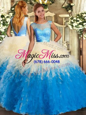 Decent Ball Gowns Ball Gown Prom Dress Multi-color Scoop Organza Sleeveless Floor Length Backless