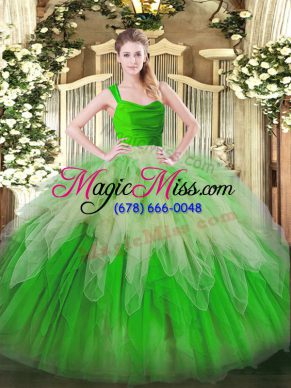 Multi-color Zipper Quinceanera Gown Ruffles Sleeveless Floor Length