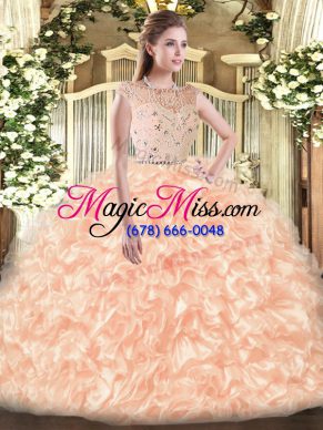 Bateau Sleeveless Zipper Quinceanera Dress Champagne Tulle