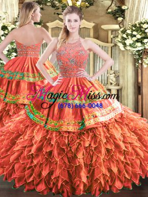 Delicate Tulle Sleeveless Floor Length Vestidos de Quinceanera and Beading and Ruffles and Sequins