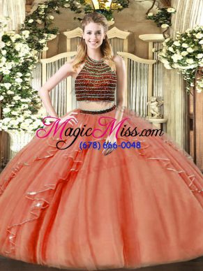 Eye-catching Sleeveless Beading and Ruffles Zipper Sweet 16 Dresses