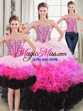 Customized Sweetheart Sleeveless Lace Up Quinceanera Dress Multi-color Organza