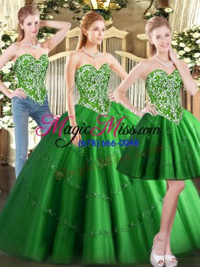 Stunning Sleeveless Beading Lace Up Quinceanera Gowns