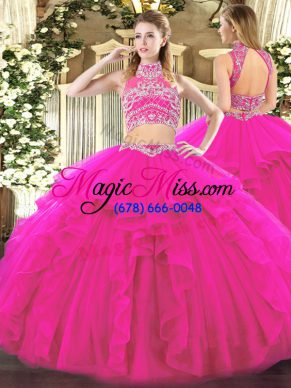 Pretty Sleeveless Beading and Ruffles Backless Quinceanera Gowns