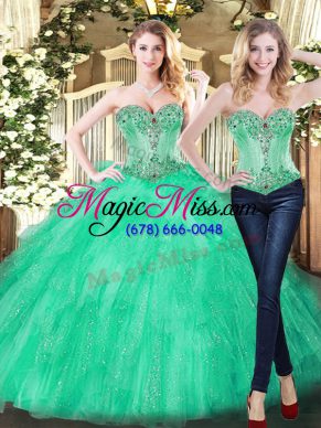 High End Organza Sleeveless Floor Length Vestidos de Quinceanera and Beading and Ruffles