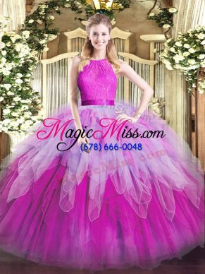 Floor Length Multi-color Vestidos de Quinceanera Scoop Sleeveless Zipper