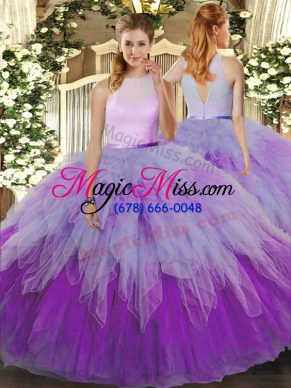 Deluxe Sleeveless Ruffles Zipper Quinceanera Dress