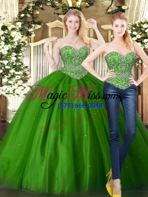 Exquisite Floor Length Ball Gowns Sleeveless Dark Green Vestidos de Quinceanera Lace Up