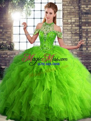 Sleeveless Beading and Ruffles Lace Up Quinceanera Dress