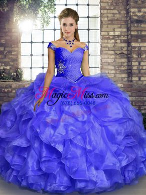 Fancy Sleeveless Lace Up Floor Length Beading and Ruffles Sweet 16 Dress