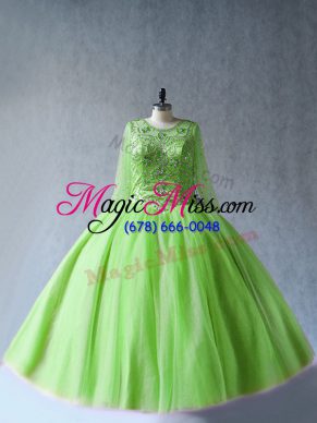 Long Sleeves Beading Lace Up Quinceanera Gowns