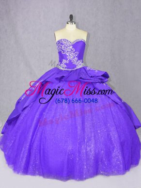 Purple Sleeveless Tulle Court Train Lace Up Sweet 16 Dress for Sweet 16 and Quinceanera