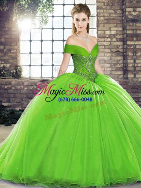 Nice Sleeveless Brush Train Beading Vestidos de Quinceanera