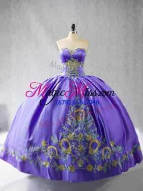 Romantic Floor Length Ball Gowns Sleeveless Purple 15th Birthday Dress Lace Up