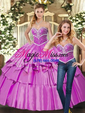 Taffeta Sleeveless Floor Length Ball Gown Prom Dress and Beading