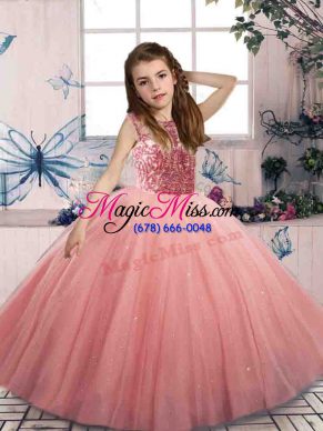 Most Popular Tulle Sleeveless Floor Length Pageant Gowns For Girls and Beading
