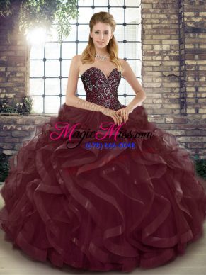 Glamorous Tulle Sleeveless Floor Length Vestidos de Quinceanera and Beading and Ruffles