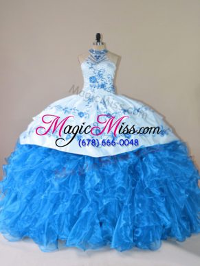 Organza Sleeveless Quinceanera Dresses Court Train and Embroidery and Ruffles