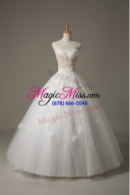 Cheap Sweetheart Sleeveless Lace Up Bridal Gown White Tulle