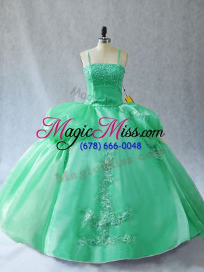 Chic Green Straps Lace Up Appliques Vestidos de Quinceanera Sleeveless