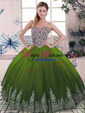 Tulle Sleeveless Floor Length Quinceanera Gown and Beading and Embroidery