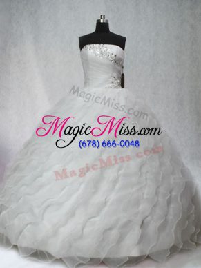 Beauteous Sleeveless Brush Train Beading and Ruching Lace Up Sweet 16 Dresses