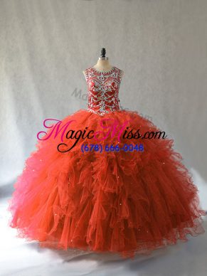 Sleeveless Beading and Ruffles Lace Up Sweet 16 Quinceanera Dress