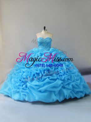 Pretty Sleeveless Court Train Beading and Pick Ups and Hand Made Flower Lace Up Quinceanera Dresses