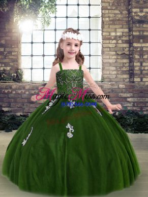 Sleeveless Appliques Lace Up Little Girls Pageant Gowns