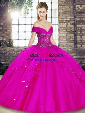 Sleeveless Beading and Ruffles Lace Up Quinceanera Gowns