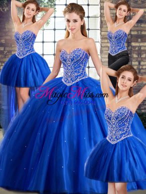 Sleeveless Brush Train Lace Up Beading Vestidos de Quinceanera