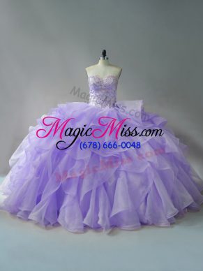 Custom Made Sleeveless Brush Train Beading and Ruffles Lace Up Quinceanera Dresses