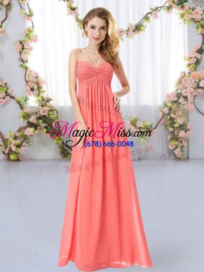 Watermelon Red Sweetheart Zipper Ruching Wedding Guest Dresses Sleeveless