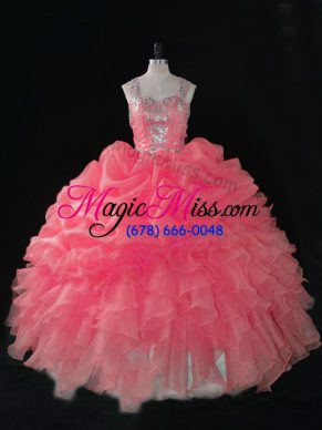 Baby Pink Sleeveless Beading and Ruffles and Pick Ups Quinceanera Dress