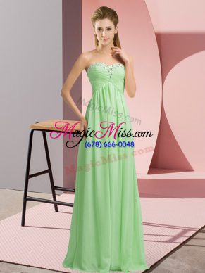 Floor Length Empire Sleeveless Apple Green Prom Party Dress Lace Up