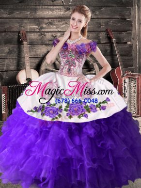 Floor Length Ball Gowns Sleeveless Purple Quinceanera Dresses Lace Up