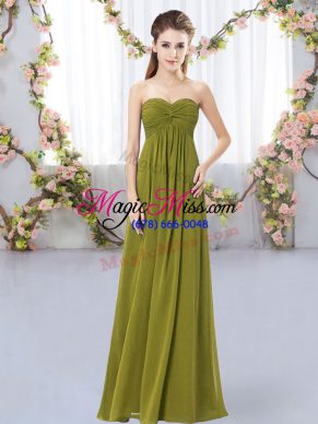 Sweetheart Sleeveless Chiffon Dama Dress for Quinceanera Ruching Zipper