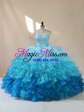 Modern Ball Gowns Quince Ball Gowns Multi-color Sweetheart Organza Sleeveless Floor Length Lace Up