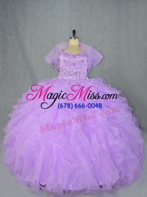 Sweetheart Sleeveless Vestidos de Quinceanera Asymmetrical Beading and Ruffles Lavender Organza