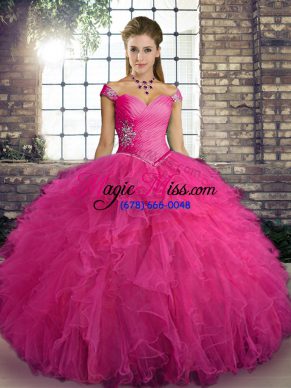 Adorable Sleeveless Lace Up Floor Length Beading and Ruffles 15 Quinceanera Dress