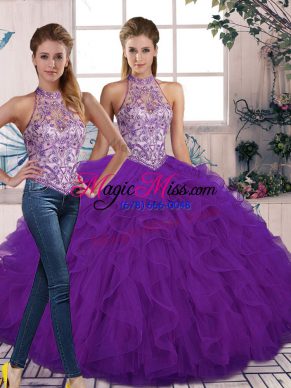 Sleeveless Beading and Ruffles Lace Up Quinceanera Gowns