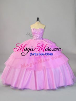 New Style Lilac Sleeveless Organza Lace Up Vestidos de Quinceanera for Sweet 16 and Quinceanera