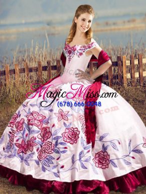 Sexy Sleeveless Lace Up Floor Length Embroidery Vestidos de Quinceanera