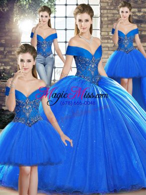 Sleeveless Brush Train Lace Up Beading Quinceanera Gown