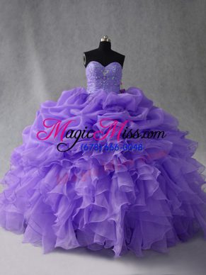 Great Sleeveless Beading and Ruffles Lace Up Quinceanera Dress